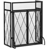 HOMCOM 3-Panel Folding Fireplace Screen for Wood Burning with Double Doors, Home Heavy Duty Steel Fire Spark Guard, 47.25" x 31", Black - 4 of 4