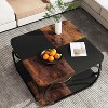 Hommoo Square Coffee Table, 39" Central Cocktail Table with 2-Tier Shelves - 3 of 4