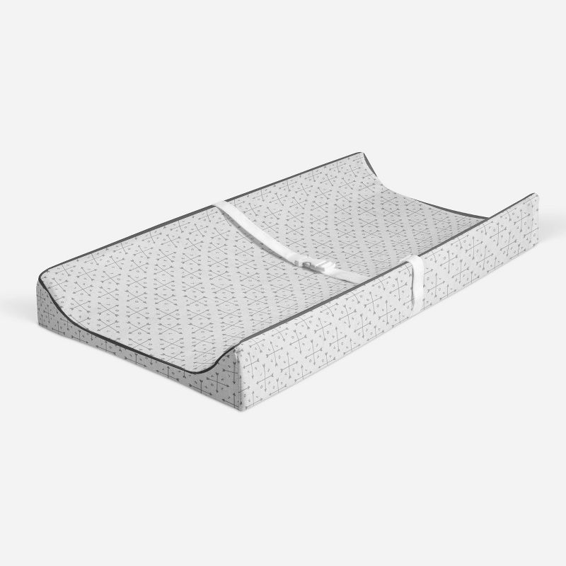 Bacati - Love Quilted Muslin Changing Pad Cover Gray, 2 of 10