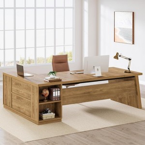 Tribesigns 78" L Shaped Desk with Drawers, Large Executive Desk with File Cabinet, Corner Computer Table Business Furniture for Home Office - 1 of 4