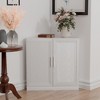 MAYEERTY Modern Solid Wood Double Doors Corner Storage Cabinet Efficient Storage for Home Cornei Libing Room White - 2 of 4