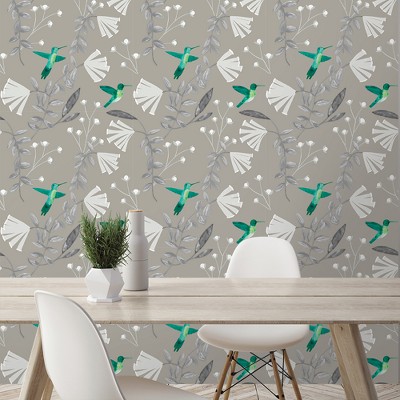 Devine Color Hummingbirds Mirage & Beluga Wallpaper