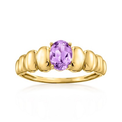 Ross-Simons 0.70 Carat Amethyst Ribbed Ring in 14kt Yellow Gold
