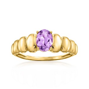 Ross-Simons 0.70 Carat Amethyst Ribbed Ring in 14kt Yellow Gold - 1 of 4
