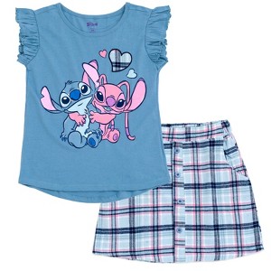 Disney Lilo & Stitch The Aristocats Minnie Mouse Girls T-Shirt and Skirt Little Kid to Big Kid - 1 of 4