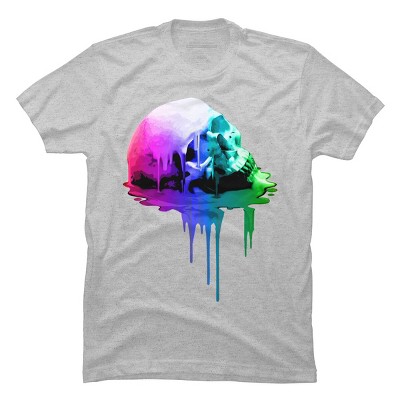 Men's Design By Humans Melting Skull with Vibrant Colors By robotface T-Shirt