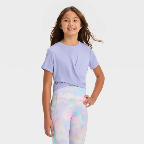 Girls' Soft Ribbed T-Shirt - All In Motion™ Purple XS