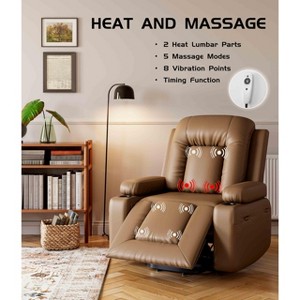 Oversized Power Lift Recliner Chair - Heat and Massage, PU Leather, Electric Lift Chair Designed for The Elderly and People with Mobility impaired - 1 of 4