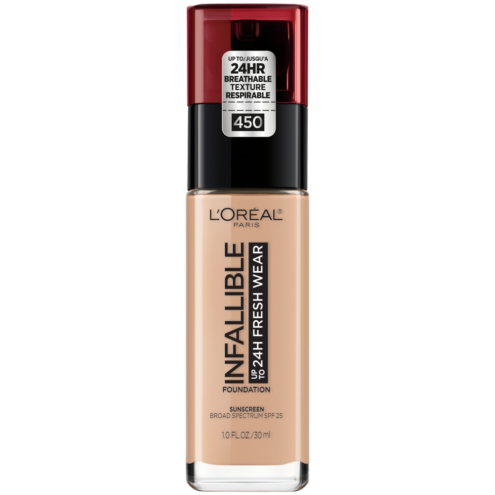 L'Oreal Paris Infallible 24HR Fresh Wear Foundation with SPF 25 - 450 Rose Beige - 0.17 fl oz