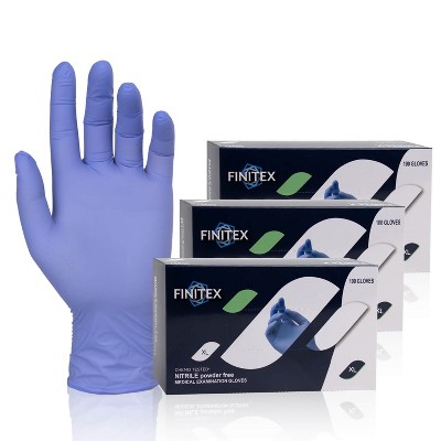 FINITEX Nitrile Chemo Gloves Ice Blue 3.2 Mil - 100, 300 & 1000pcs Powder-Free Latex-Free Disposable Medical Exam Cleaning Food Prep Gloves