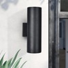 Rennnsan Crensel 13"H Hardwired Cylinder Aluminum Modern LED Dimmable Outdoor Wall Sconce in Black - 2 of 4