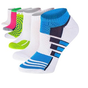 Women's 6 Pack Cushioned Comfort Hiking Multicolors Sporty Designs Women Running Socks - 1 of 1
