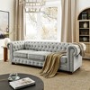 88.5" PU Tufted Chesterfield 3-Seater Sofa with Scrolled Arms and Solid Wood Frame for Living Room - 3 of 4