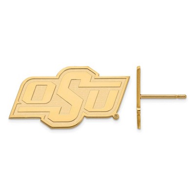 Black Bow Jewelry 10k Yellow Gold Oklahoma State Cowboys NCAA Post Earrings
