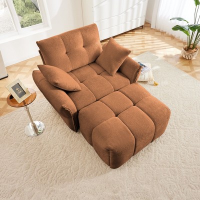 Sapphtopaz Single Sofa with Throw Pillows Ergonomic Upholstered Couches with Armrests Comfy Couch Sofa Chair for Living Room,Apartment,Bedroom