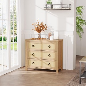COZONY 47" Rattan Dresser, 6-Drawer Wood Chest, Large Storage Cabinet & TV Stand - 1 of 4
