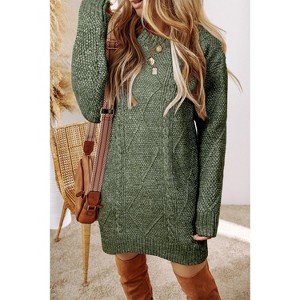 Parchment Cable Knit Drop Shoulder Loose Fit Sweater Dress - 1 of 1