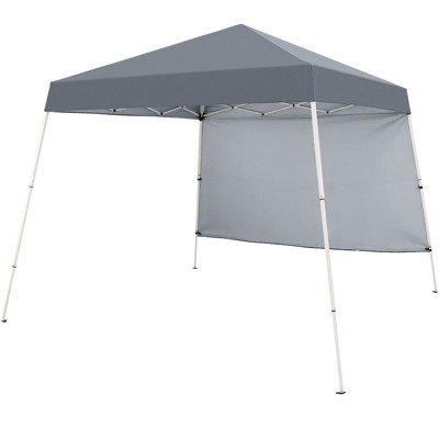 Costway 10 X 10FT Pop up Canopy Tent with 1 Sidewall, Portable Backpack, 4 Stakes Blue/White/Pinl/Gray