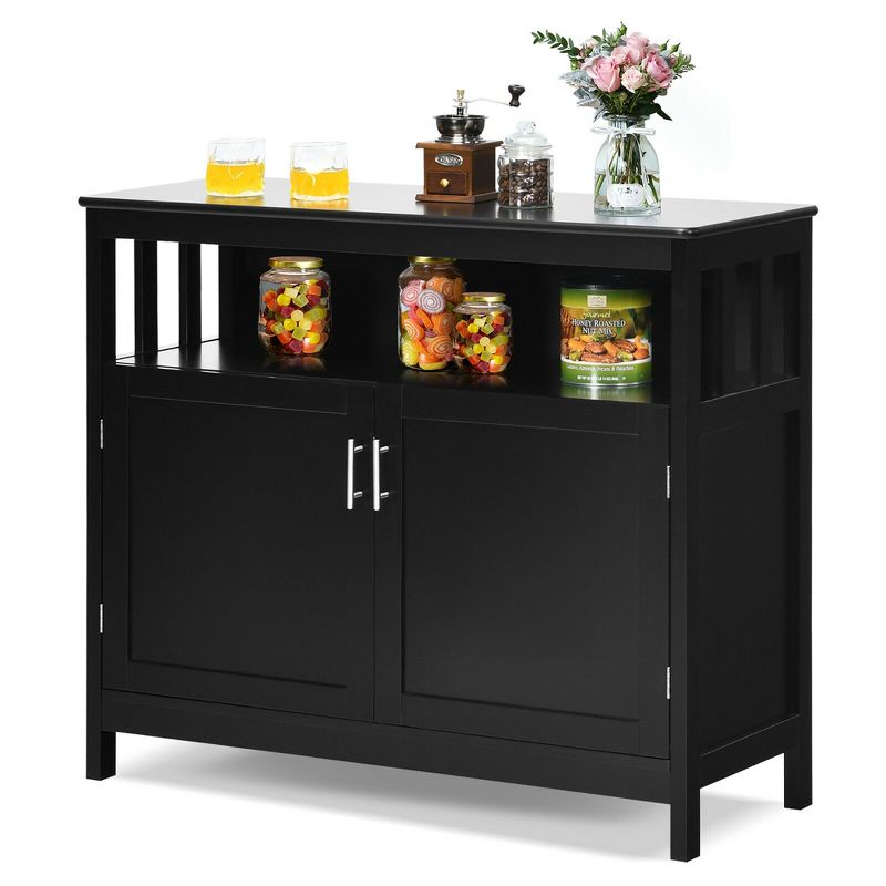 Costway Kitchen Buffet Server Sideboard Storage Cabinet with 2 Doors & Shelf White/Black/Gray, 1 of 11