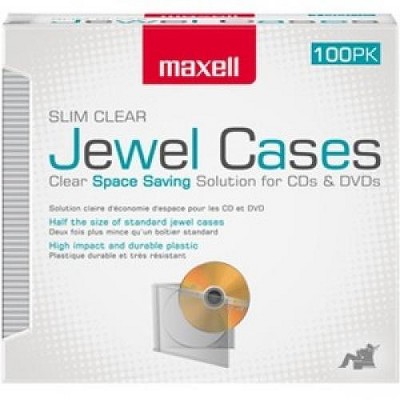 100pk cd-slim100cl clear slim 5mm jewel cases