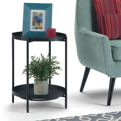 Vynxaria Metal End Table - Black, 16.9" D x 16.9" W x 22" H