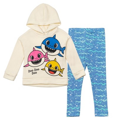 Pinkfong Baby Shark Toddler Girls Fleece Hoodie & Leggings White/Blue 3T