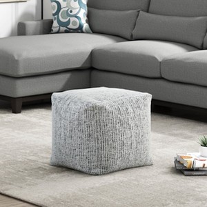 Square Pouf Chenille Fabric Upholstery Modern Ottoman, Footstool, Non-Slip Floor Pouf, Bean Bag Chair, 1pc Sitting Pouf - 1 of 1