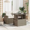 Garden Table Grey PE rattan, powder-coated steel, tempered glass - 4 of 4