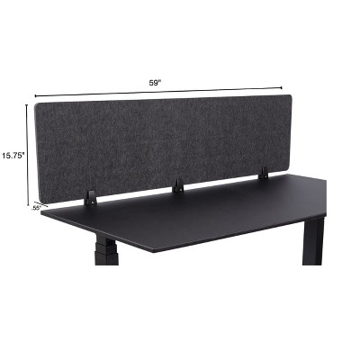 Anthracite Gray 60" Acoustic Desk Divider with Aluminum Clamps
