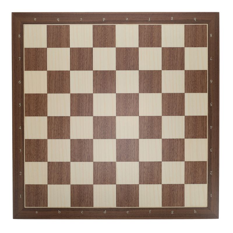 Walnut and Sycamore Wooden Chess Board with Algebraic Notation - 19.75 in., 1 of 7