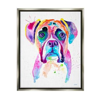 Stupell Industries Boxer Dog Vivid Watercolor StyleFloater Canvas Wall Art