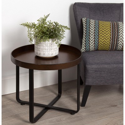 Zabel Round Bronze and Black Metal End Table, 24.5"