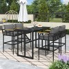5-Piece Outdoor Dining Set, Patio Bar Sets with Dining Table and High Seat Dining Chairs, Iron Chairs with Foam Cushions–Cuddlewood - 2 of 4