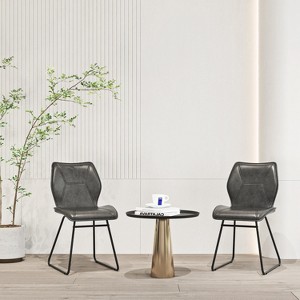Set of 2 Counter Height Bar Stools Bar Chairs Pub Kitchen Stools Armless Chairs with High-Density Sponge, PU Leather, Brown/Gray-ModernLuxe - 1 of 4