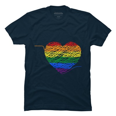 Adult Design By Humans Rainbow Colored String Pride Heart By corndesign T-Shirt