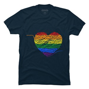 Adult Design By Humans Rainbow Colored String Pride Heart By corndesign T-Shirt - 1 of 2