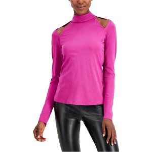 I.N.C International Concepts Womens Cutout Mock-Neck Cold Shoulder Blouse, Purple, X-Small - 1 of 1