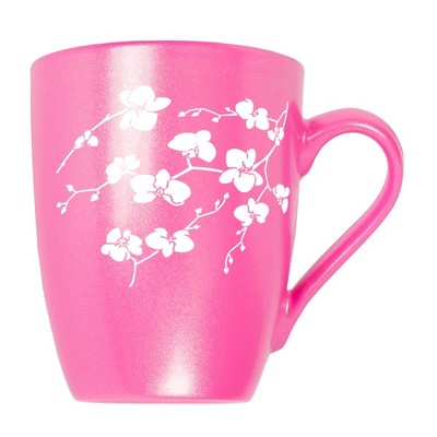 Elanze Designs Botanical Floral Nature Coffee Cup Mug 10 Ounce Ceramic With Shimmery Metallic Finish Elegant Minimalist Orchid Flower Silhouette