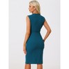 INSPIRE CHIC Women's Sleeveless V Neck Business Office Belt Pencil Dresses - 3 of 4