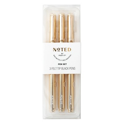 Noted by Post-it 3pk Metallic Felt Tip Pens