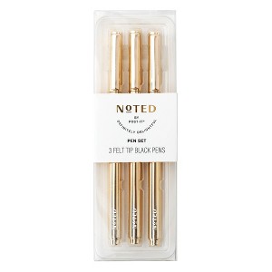 Noted by Post-it 3pk Metallic Felt Tip Pens - 1 of 3