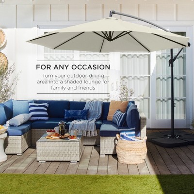 Ivory 10ft Offset Hanging Patio Umbrella with Steel Frame