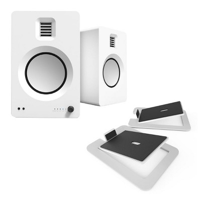 Kanto TUK Premium Powered Speakers - Pair with S6 Desktop Speaker Stands (White) image 1