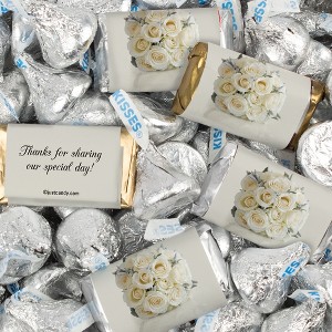 128 Pcs Wedding Candy Favors Hershey's Miniatures & Kisses by Just Candy (1.58 lbs) - Floral - 1 of 4