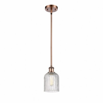 Bridal Veil - 1 Light Stem Hung Mini Pendant In Art Deco Style-9 Inches Tall and 5 Inches Wide