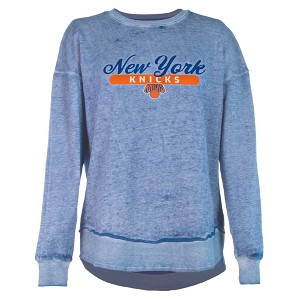 NBA New York Knicks Women's Burnout Crew Neck Fleece Sweatshirt - 1 of 4