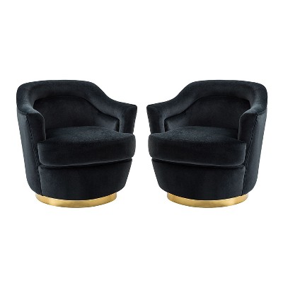 Set of 2 Cornelius Swivel barrel Chair with Metal Base | ARTFUL LIVING DESIGN