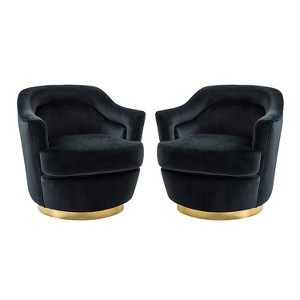 Set of 2 Cornelius Swivel barrel Chair with Metal Base | ARTFUL LIVING DESIGN - 1 of 4