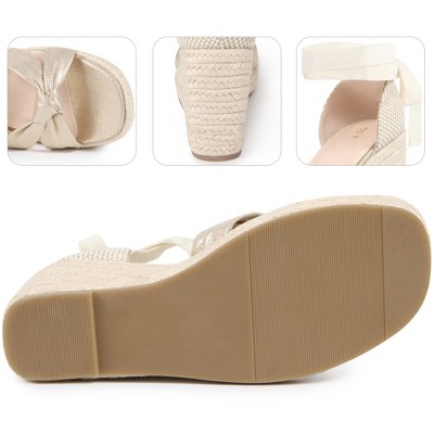 BLISSFUL STEP Women's Lace Up Wedge Heels Open Toe Wedges Sandals