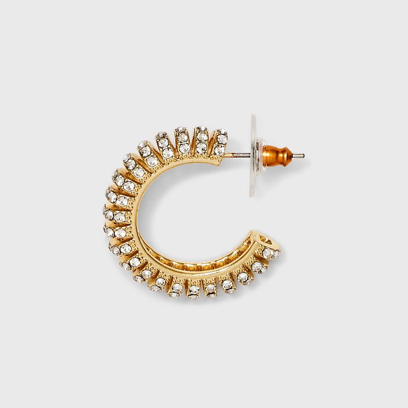 SUGARFIX by BaubleBar Crystal Tube Hoop Earrings - Gold, 3 of 4